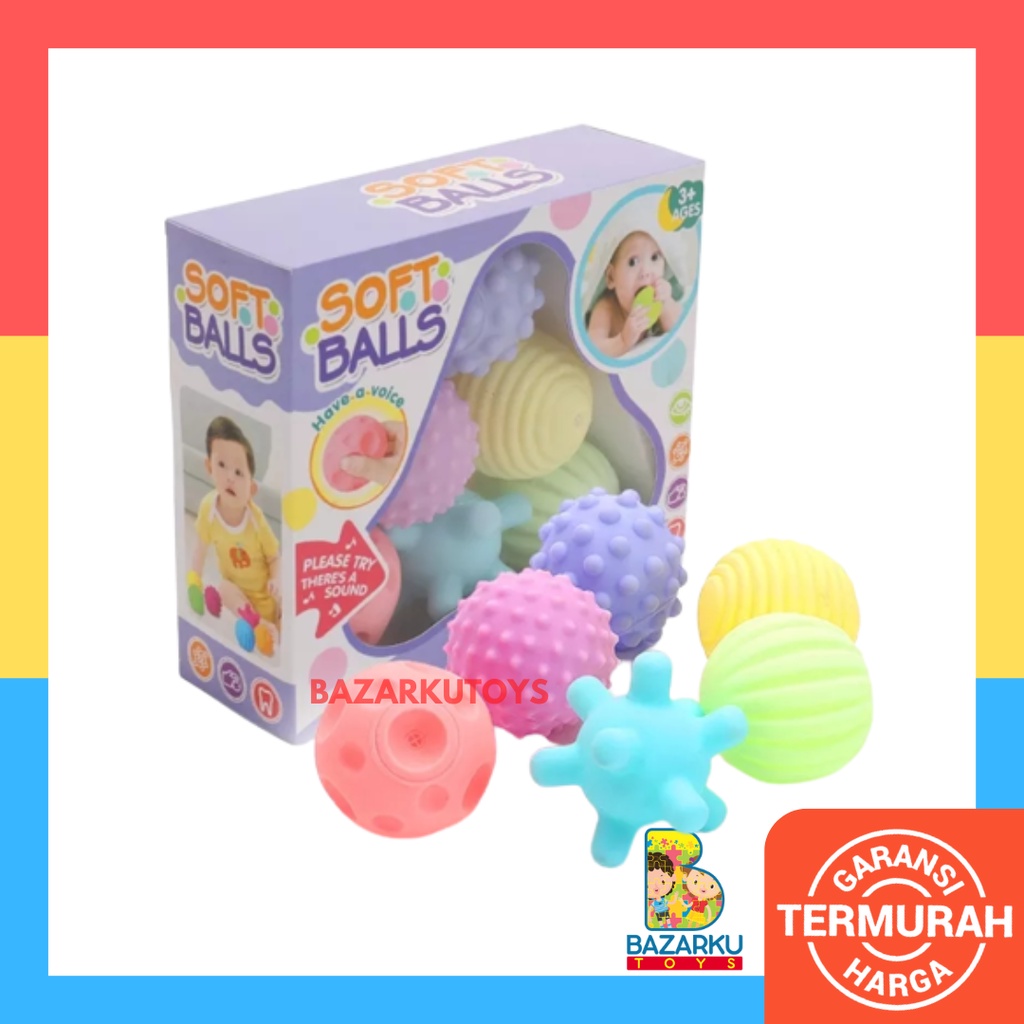 Bola Bayi Bola Karet Textured Soft Ball Bola Karet Mainan Anak Mainan Sensorik Bayi Mainan Gigitan Bayi Sensory Play Mainan Mandi Anak Mainan Montessori Anak