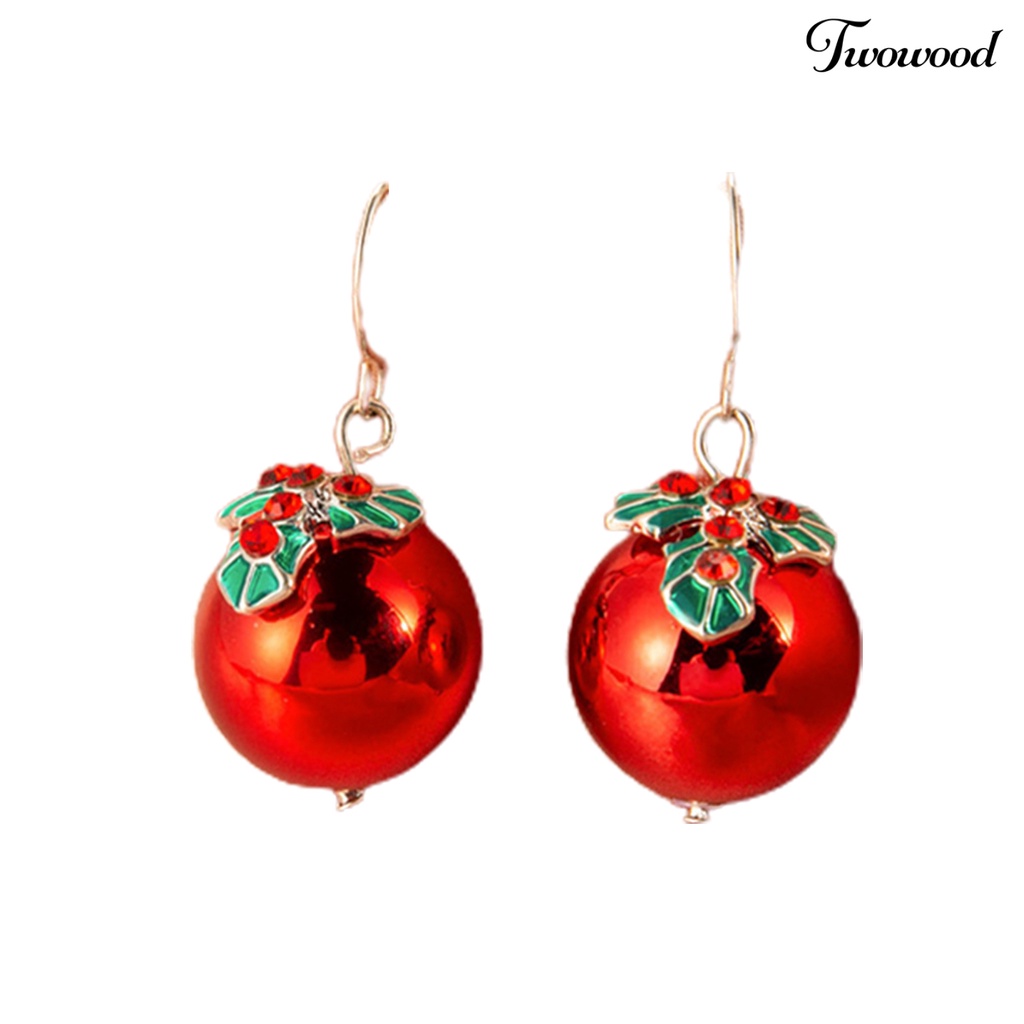 1 Pasang Anting Stud Desain Pohon Natal Snowman Bell Untuk Wanita