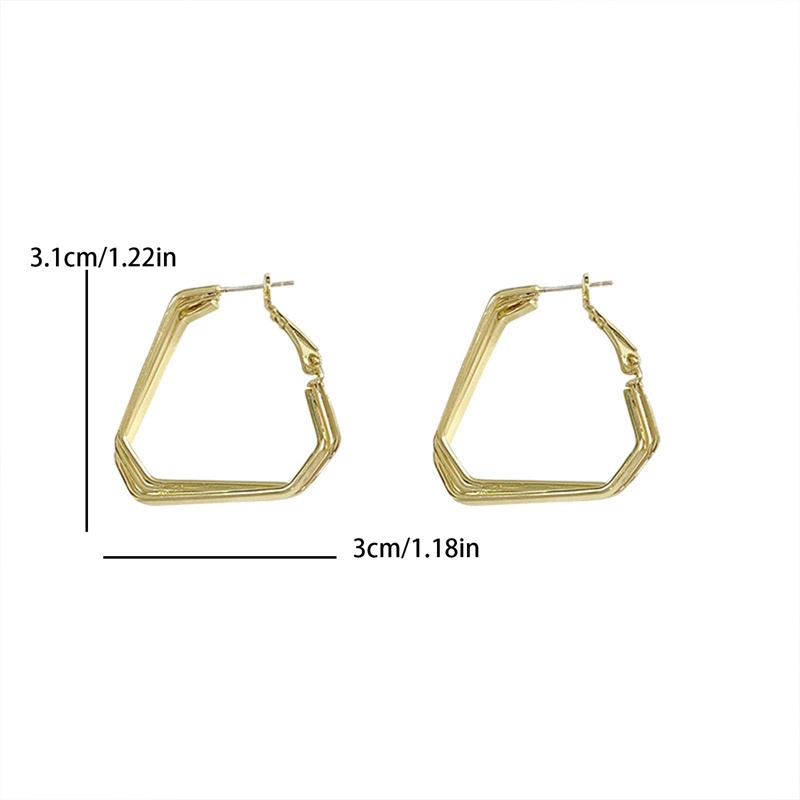 Fancyqube 1 Pasang Anting Hoop Geometris Segitiga Warna Silver Gaya Punk Korea Untuk Wanita