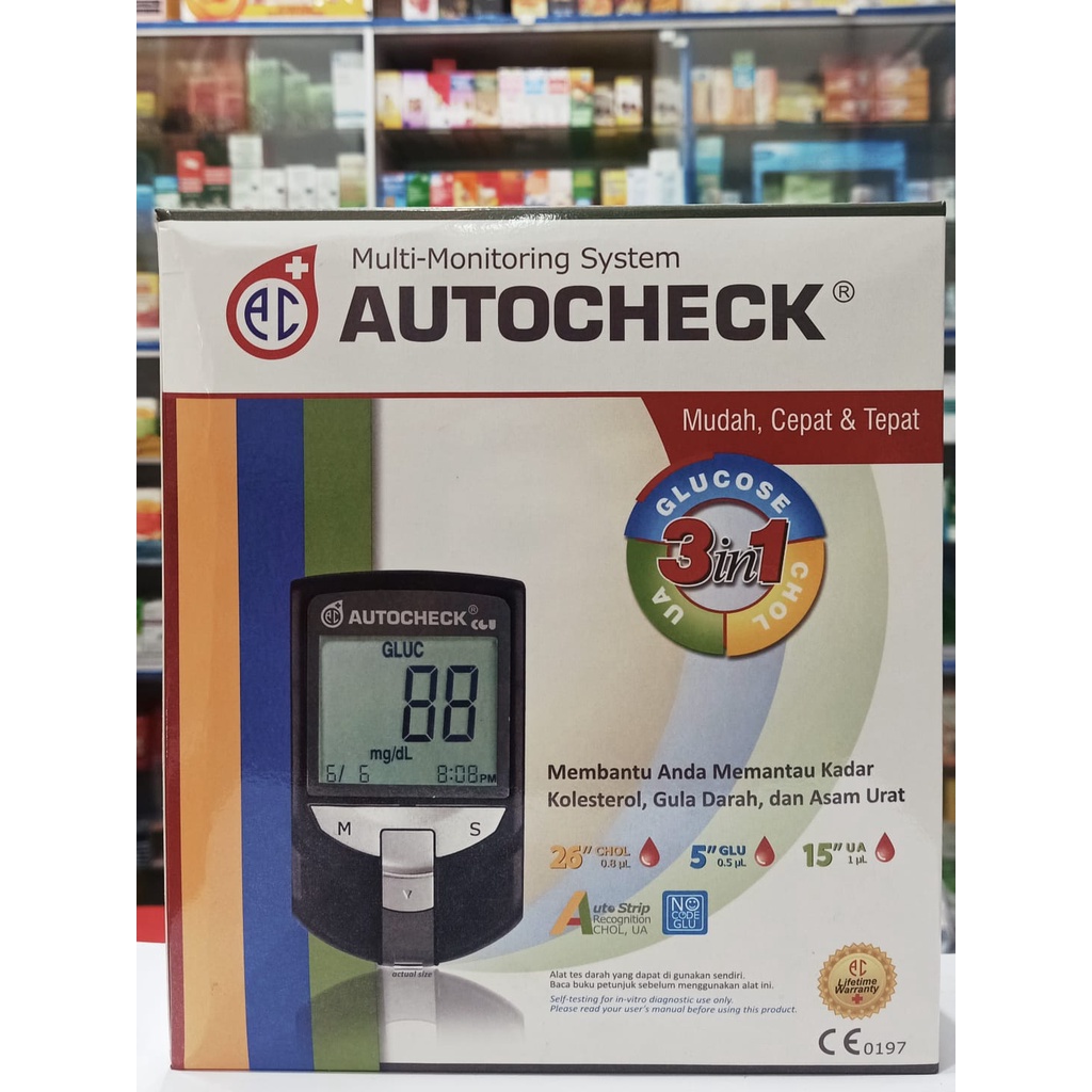 Autocheck GCU 3 in 1 Alat Cek Gula darah, Kolesterol dan Asam urat Paket Lengkap