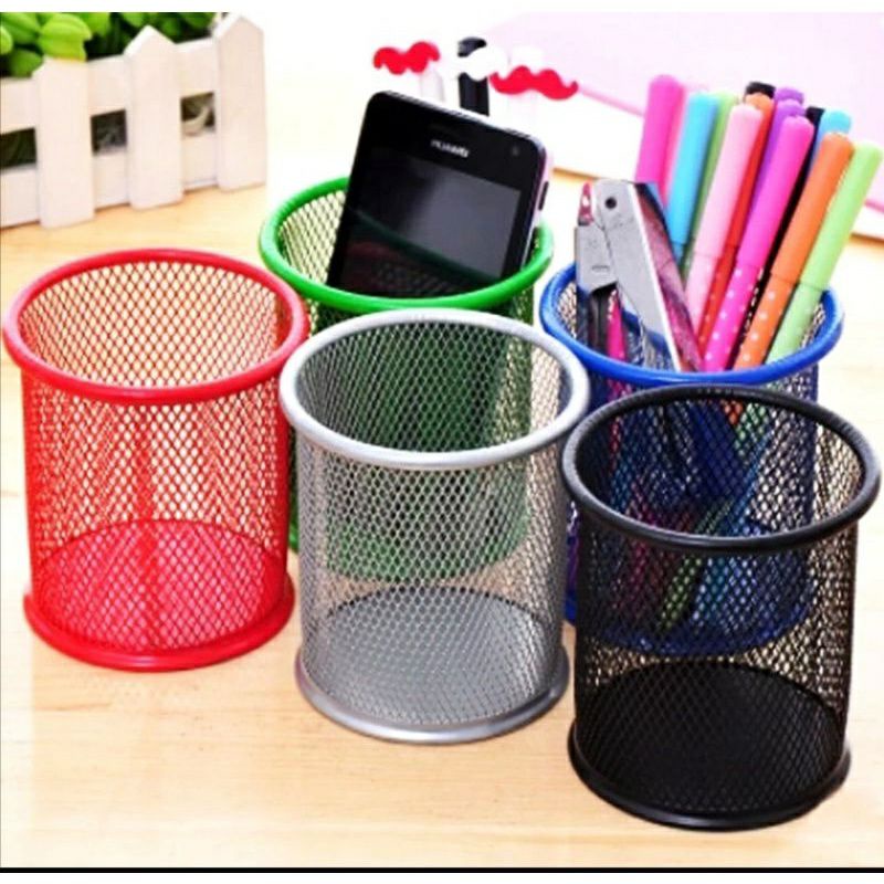 KD1 Desk Pen / Pen Stand Jaring / Rak ATK / Pen Organizer /  Tempat Alat Tulis Tabung / Pen Holder / Pen Stand Keranjang / Basket Tempat Pena Alat Tulis Kantor / Tempat Bulpen Multifungsi / Pen Holder Model Bulat