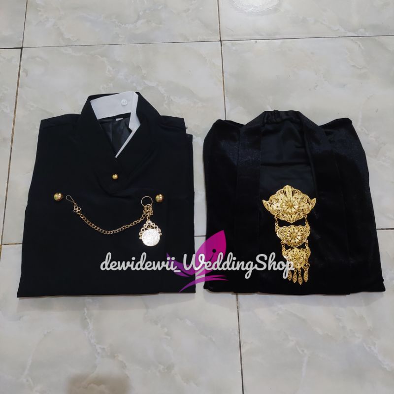 1set Baju Prewedding / Baju Couple Adat Jawa | Nuansa Solo Hitam - Motif Sido Asih Cilik