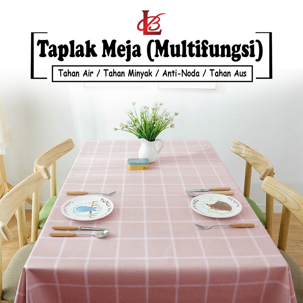 Taplak Meja Makan Ruang Tamu Anti Air Pvc Ukuran Besar 137 X 183 Motif Modern Pola Kotak / Taplak Meja Makan Kotak Ruang Tamu Anti Air Tebal Premium Pola Kotak (D11-3A)
