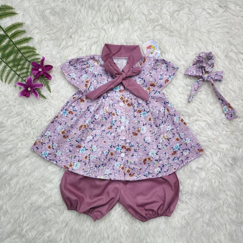 Baju anak perempuan stelan celana atasan bunga