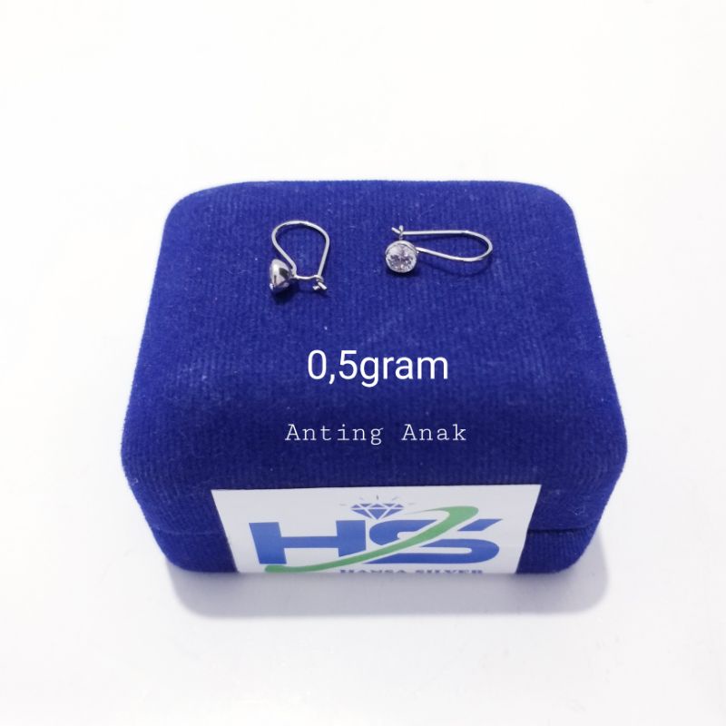 Anting Perak Anak Asli Silver 925 Lapis Emas Putih Desi Mata Burung 0,5 Gram - Anting Wanita Anti Karat