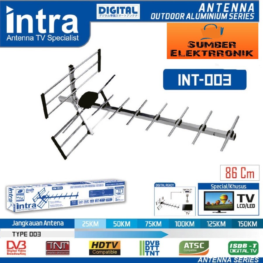 Antena Digital Luar Intra 003 FREE KABEL 13 m / Antena Outdoor INT-003