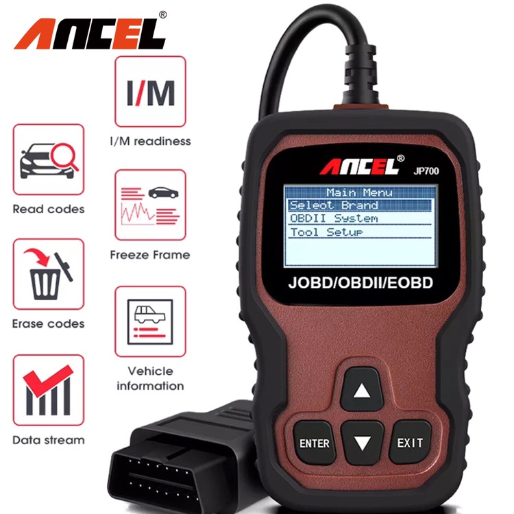 ANCEL JP700 Mobil Scanner Obd2 Alat Scanner Mobil JOBD/OBDII/EOBD Obd2 Scanner Car Scanner Odb2 Car Diagnostic Tool Obd Car Diagnostic Scanner Automotive Scanner PK Launch CR3001