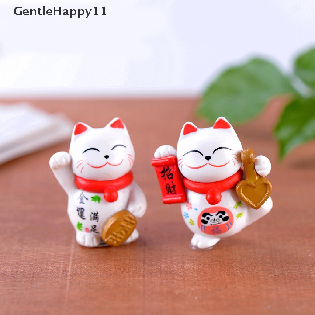 Gentlehappy Lucky Smile Uang Kucing Patung Mini Kerajinan Ornamen Miniatur Dekorasi Rumah id