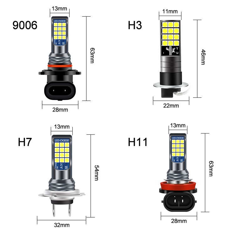 1 Pc Lampu Kabut 24 LED H11 H3 H7 H8 9006 Dua Warna Untuk Mobil