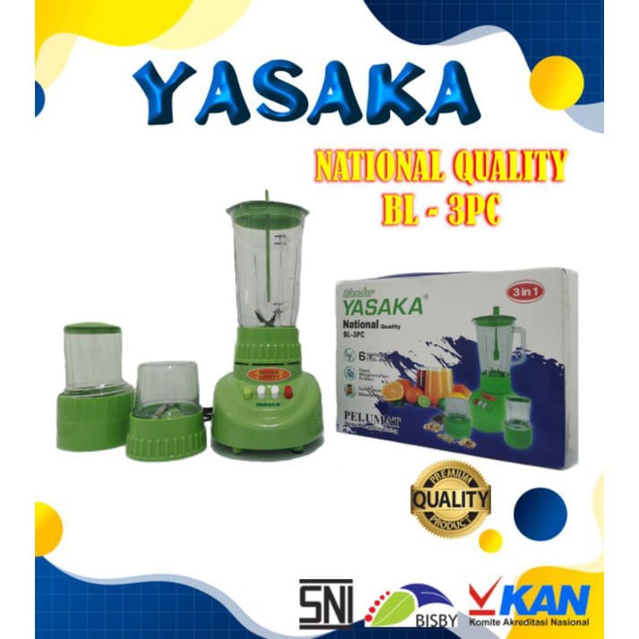 BLENDER PLASTIK YASAKA 3IN1  NATIONAL QUALITY,BL - 3 PC PISAU STAINLESS FOODGRADE MULTIFUNGSI