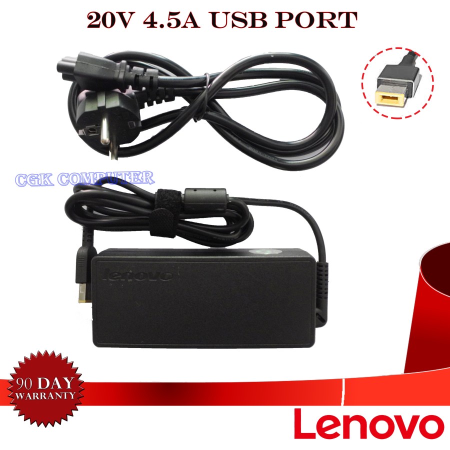 Adaptor Charger Laptop Lenovo 20V 4.5A 90W USB SQUAREMOUTH Original LENOVO 20V_4.5A USB