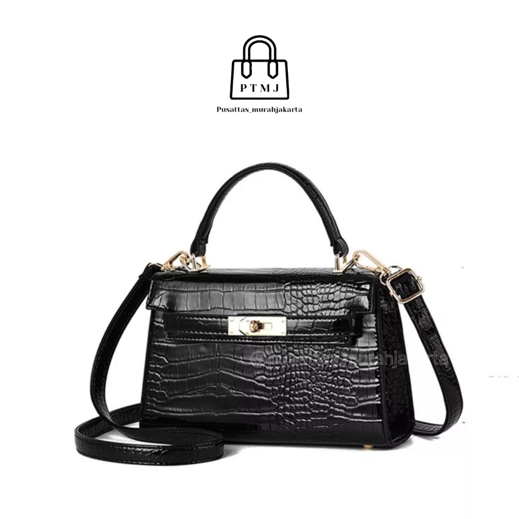 Karina bag sling bag premium bahan croco terbaru tas wanita selempang bahu ptmj