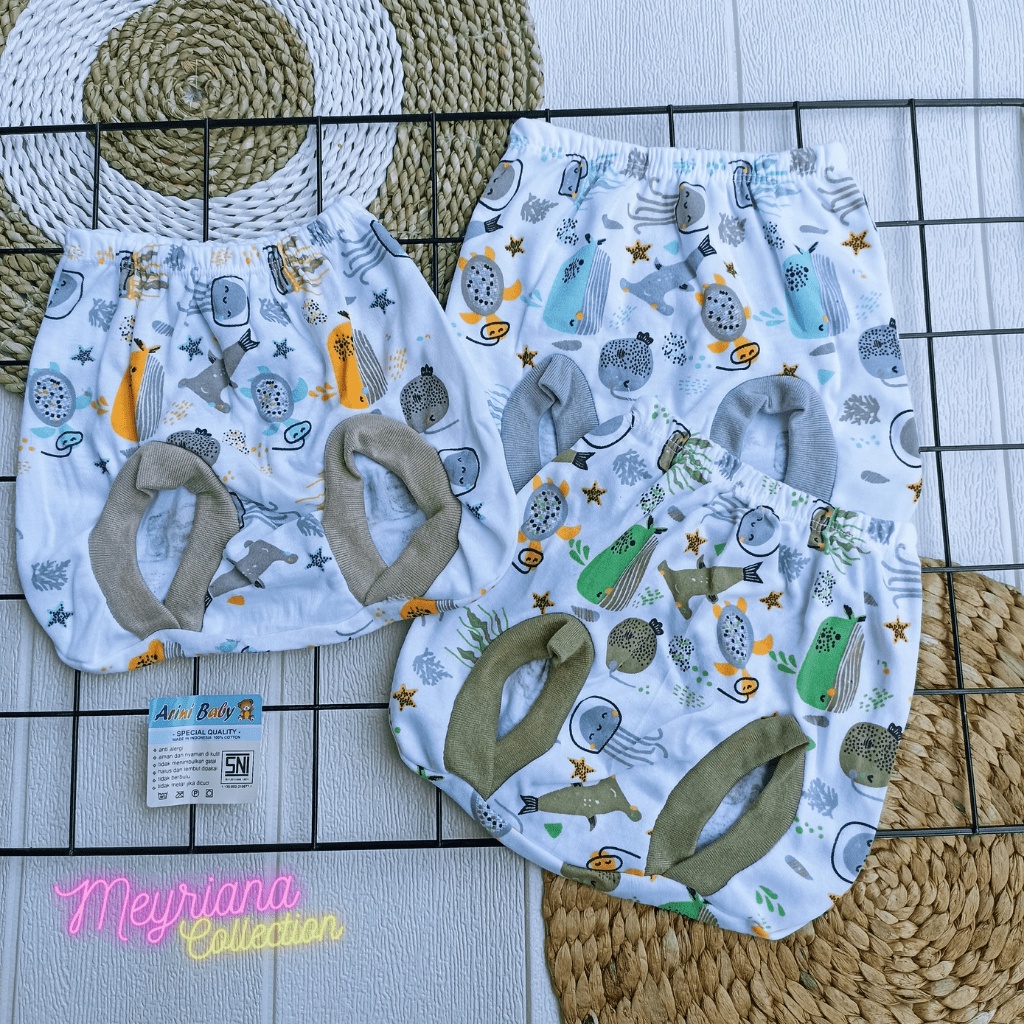 Promo - 6 PCS Baju Lengan Kutung + Celana Pop Bayi Baru Lahir Baju Setel Warna Motif Seri Ocean Meyriana Collection