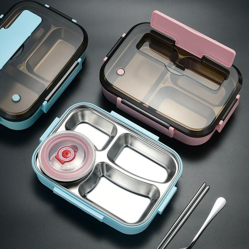 Lunch Box Stainless Tahan Panas Dan Anti Tumpah/Kotak Makan 4 SEKAT