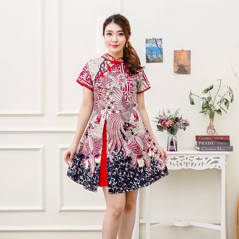 Jual Dbt478 Dress Batik Cheongsam 045pw Shopee Indonesia 