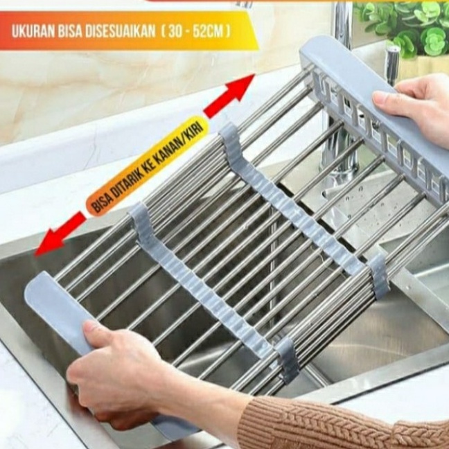 Keranjang Wastafel Pengering Piring / Sayur Dan Buah Stainless Steel