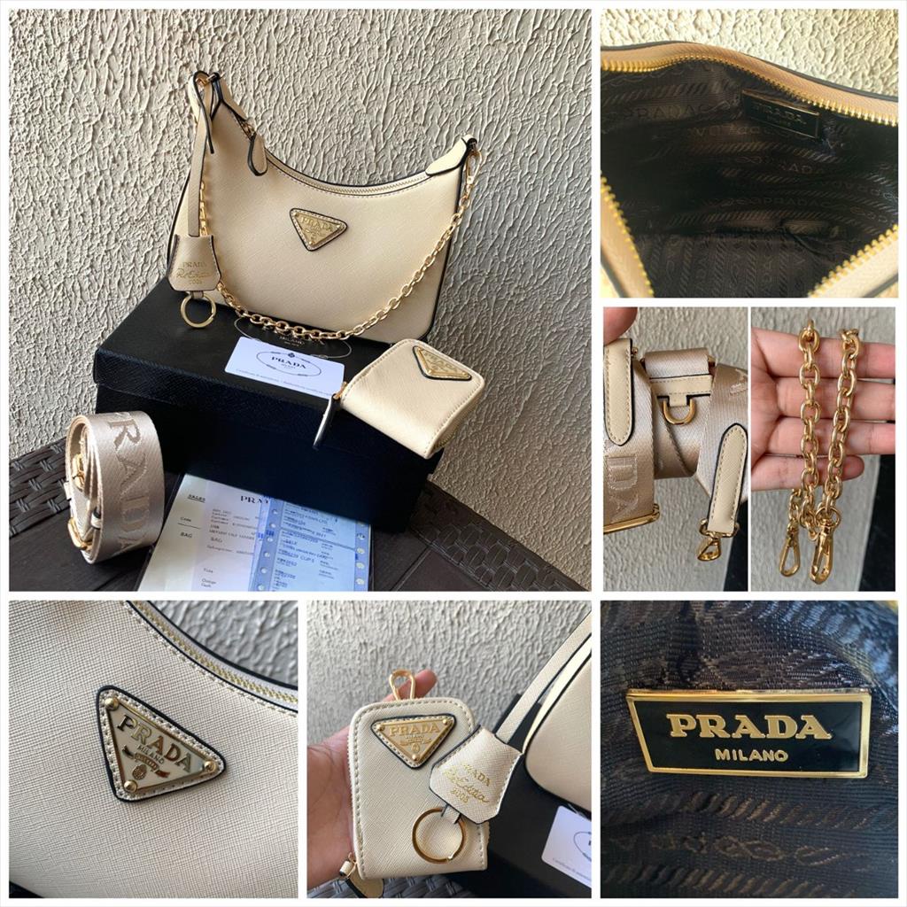 LUXY LX2233 TAS SELEMPANG WANITA RE-EDITION 2005 MULTI POCHETTE SAFFIANO LEATHER BRANDED FREE BOX + DUSTBAG KUALITAS VIP PLATINUM 1:1