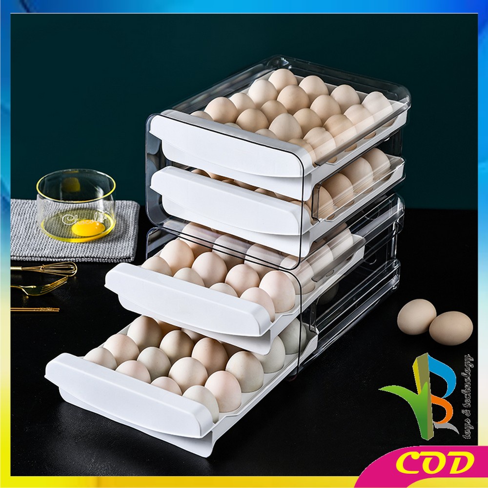 RB-C268 Tempat Penyimpanan Telur 2 Tingkat Egg Storage Box Organizer Rak Telur 2 Susun Kotak Telur