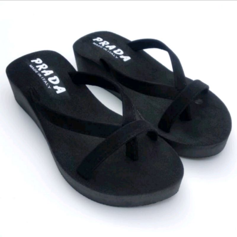 sandal wedges wanita model jepit silang