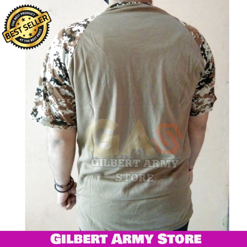 GILBERT ARMY STORE Kaos Reglan Pendek Variasi Loreng Indonesia Army Tan Gurun Digital Desert