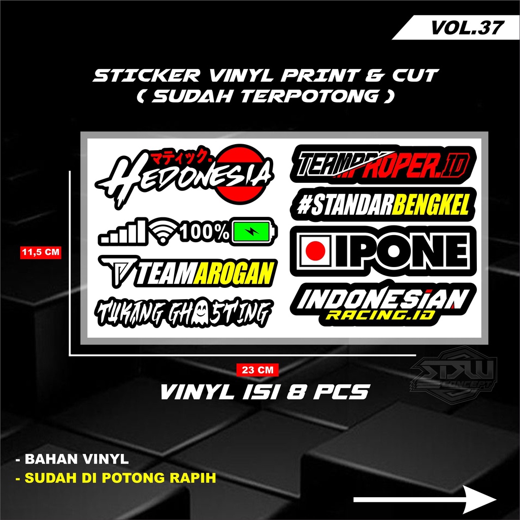 Sticker Racing Vinyl Pack Print &amp; Cut Stiker Motor Stiker Kata Kata