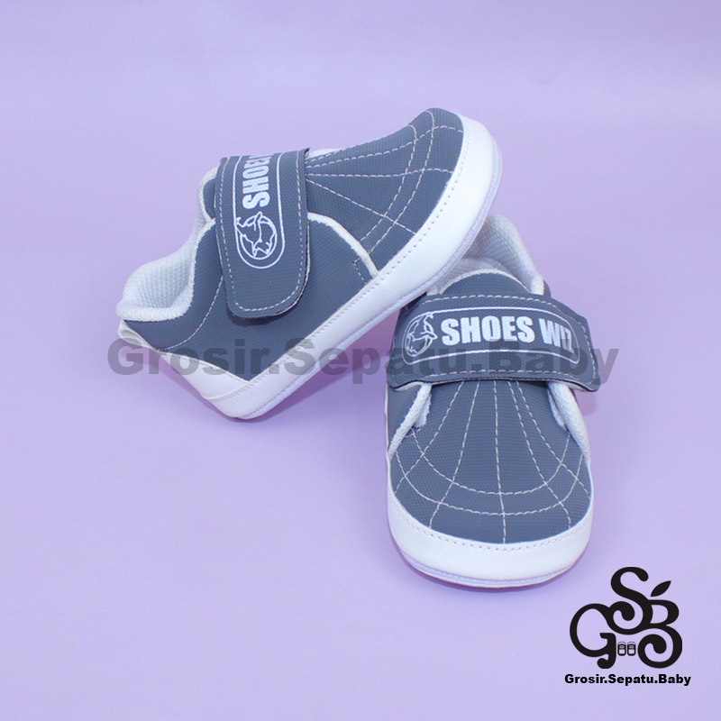 Prewalker - Sepatu Bayi - Baby Shoes | 2-12 bulan | casual SPIDER ABU polos ringan &amp; fleksibel