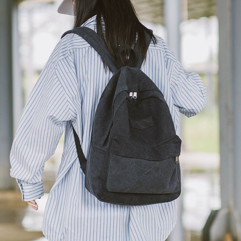 ▥Tas sekolah seraser wanita versi Korea Harajuku ulzzang siswa sekolah menengah pasang ransel gaya kampus ransel kanvas denim sederhana