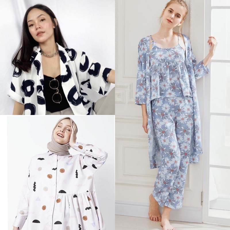 Kain Katun Rayon Motif Viscose Premium Uniqlo. Bahan Pajamas, Daily