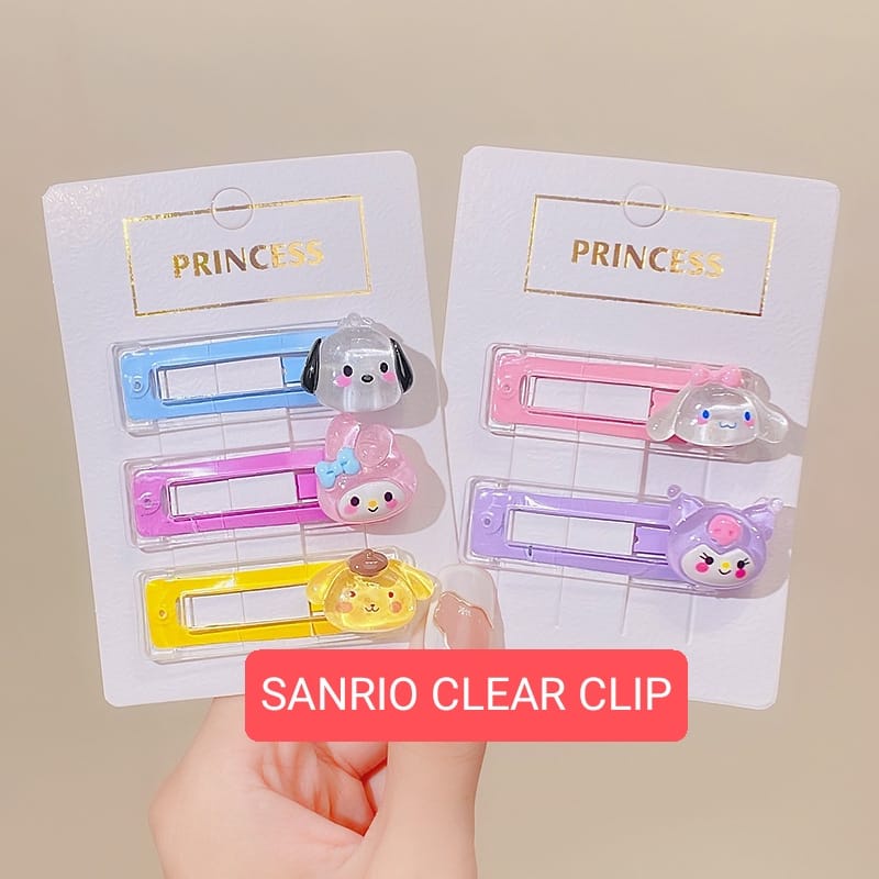 SANRIO CLEAR CLIP JEPIT RAMBUT PONI ANAK CEWEK KOREA IMPORT AKSESORIS FASHION LUCU