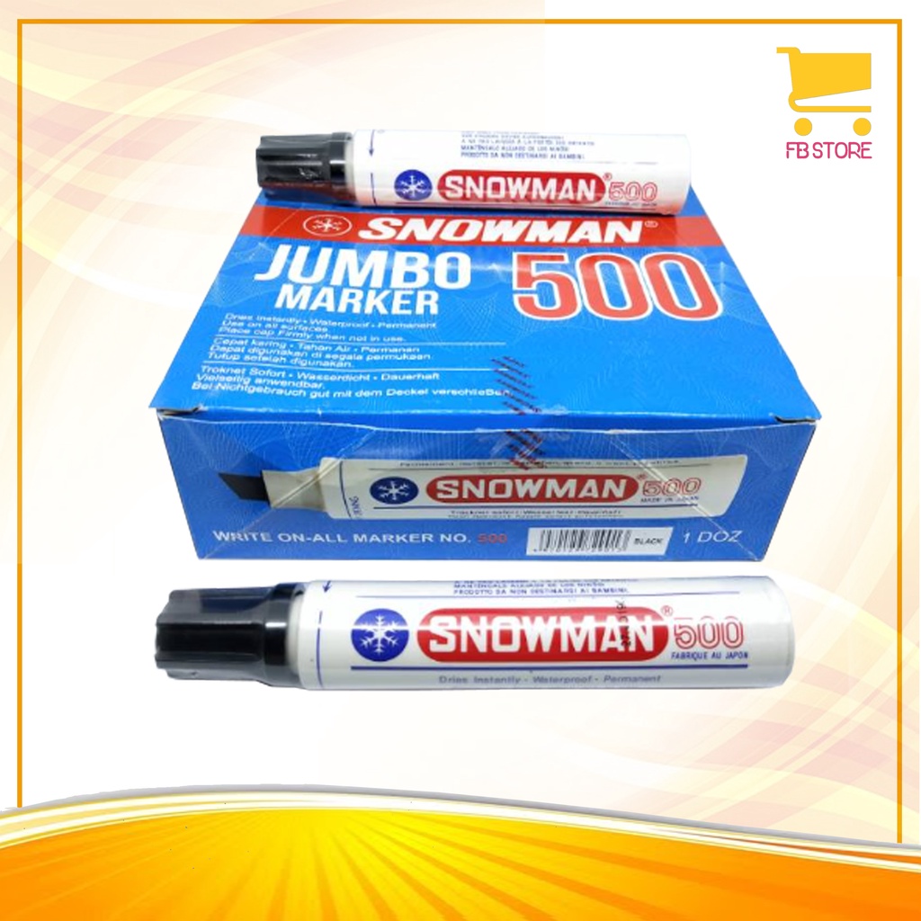 Spidol Permanen Snowman 500 Hitam Jumbo Waterproof