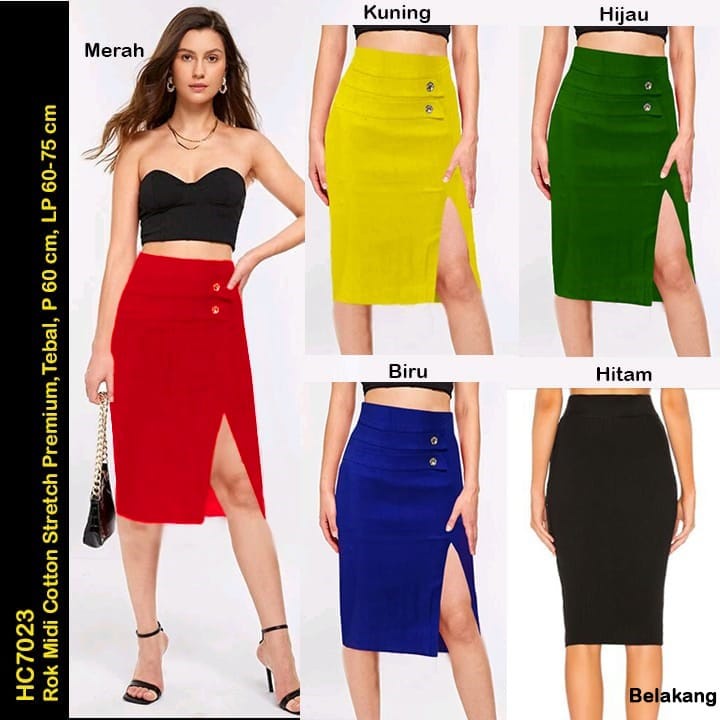 HC7023 Rok Midi Cotton Premium Stretch Sexy / Rok Midi Seksi