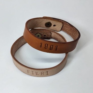 Gelang kulit asli custom nama / KUKUK / gift hadiah souvenir merchandise