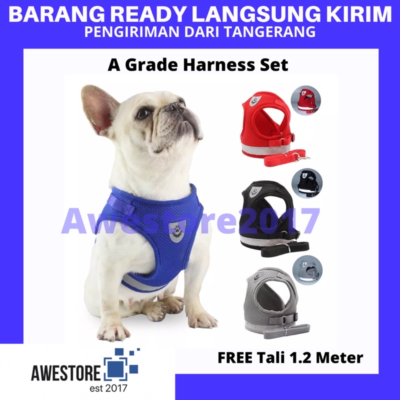 PET Rompi Harness Tali Tuntun Anjing Kucing Dog Cat Leash Vest Kalung