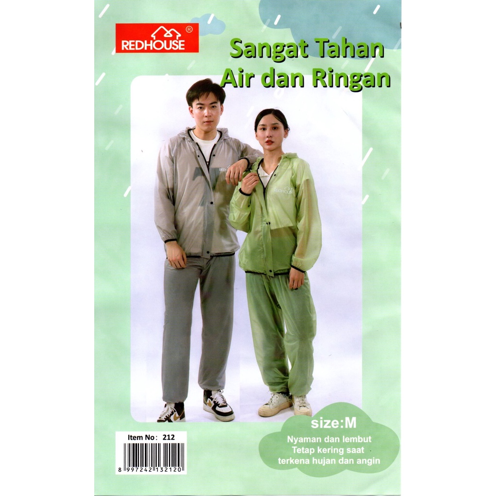 Jas Hujan REDHOUSE /Jas Hujan Pria dan Wanita Tebal Anti Angin 2pc Baju + Celana dengan KARET