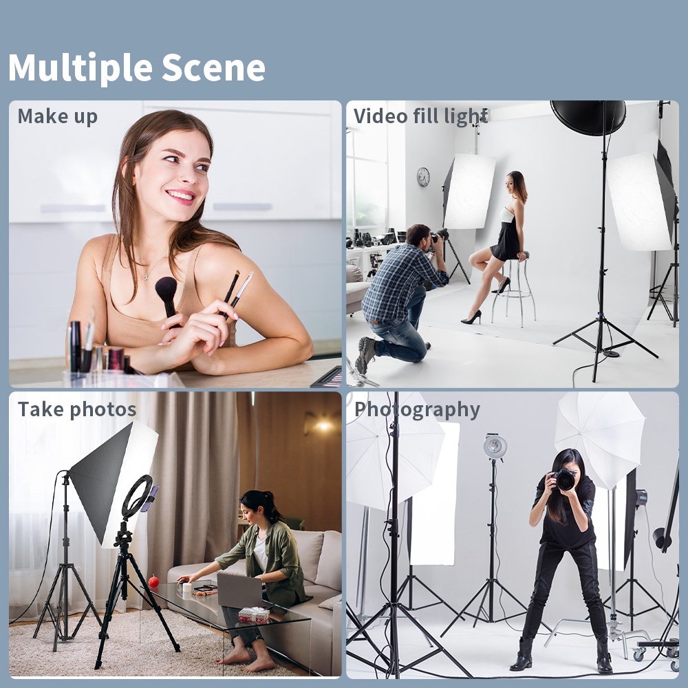 Softbox Photography Lighting Kit 45W 5500K untuk Live Streaming Studio Lighting/Potret Fotografi/YouTube Video dengan E27 Socket 50x70cm SoftBox