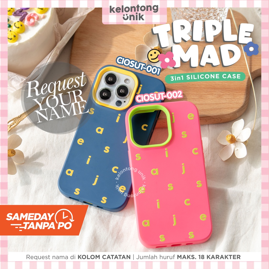 LANGSUNG KIRIM TANPA PO | (Seri 1) For iPhone - TRIPLE MAD 3in1 Silicone Case - Premium Case Custom Nama