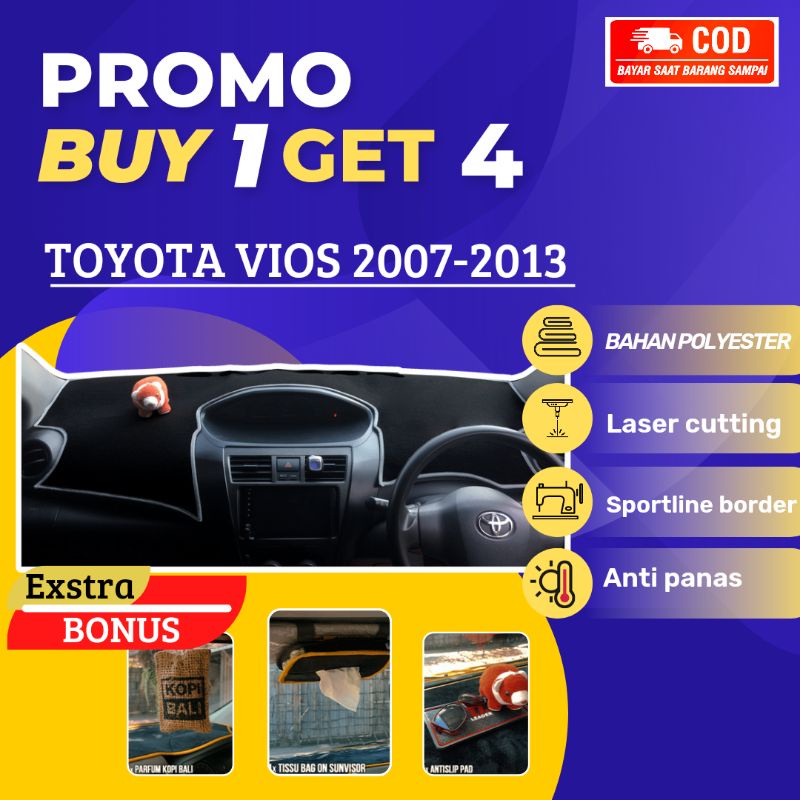 Cover Dashboard Mobil Toyota Vios Gen 2 2007 - 2013  | Alas Karpet Dasbor Interior Mobil 2007 2008 2