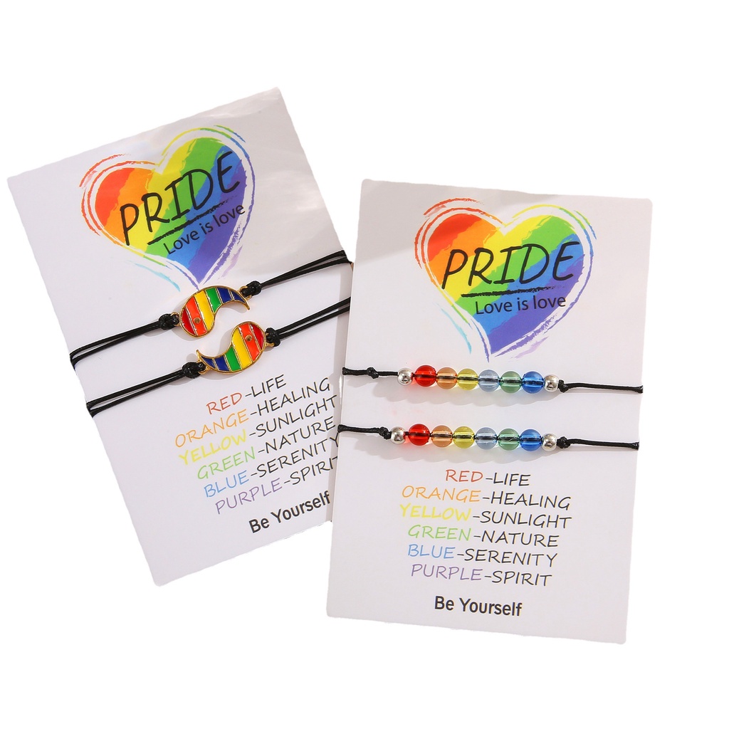 YEEZII 4pcs / set Gelang Manik-Manik Warna-Warni Pelangi Untuk Wanita