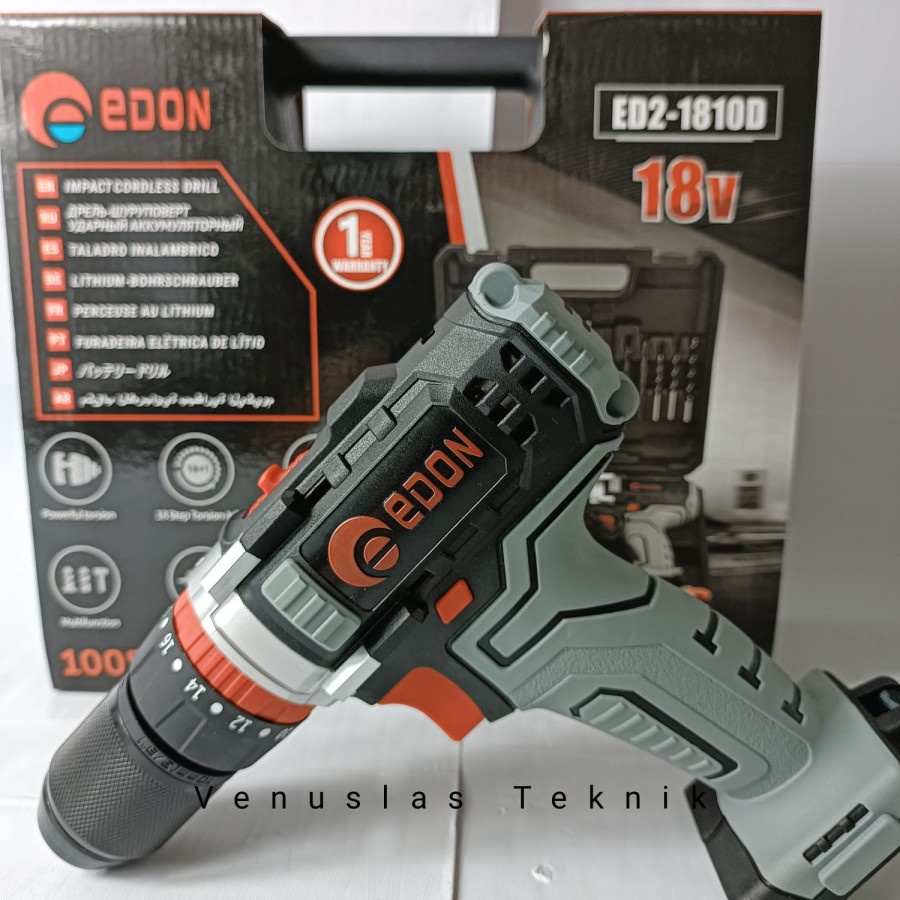 CORDLESS IMPACT DRILL ED2 1810D 18V 2 BATERAI MESIN BOR TANPA KABEL