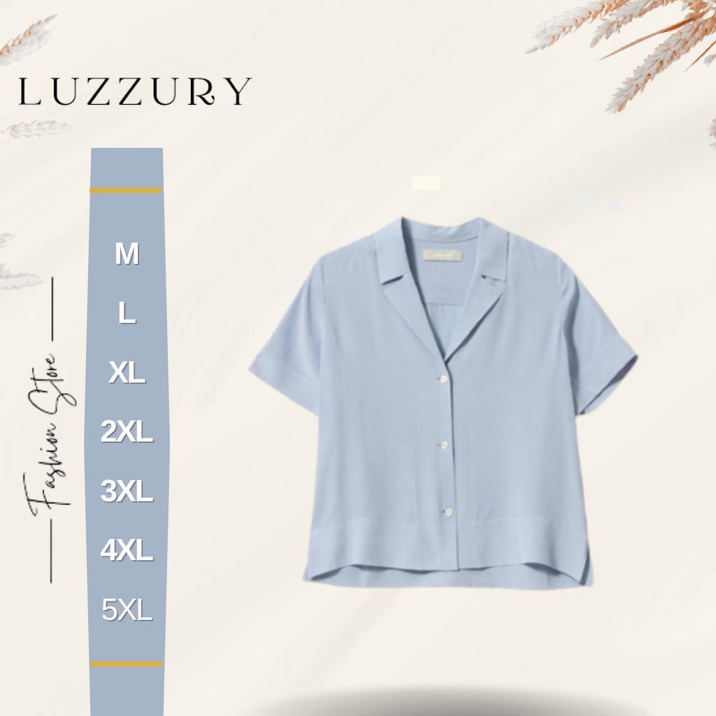 Kemeja Wanita Lengan Pendek Size to Jumbo Biru Langit