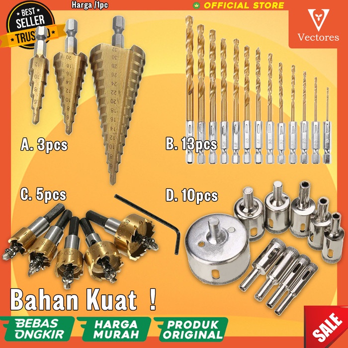 Mata Bor Mata Bor Titanium Pagoda Kerucut Spiral Lengkap Set Drill Bit Hole