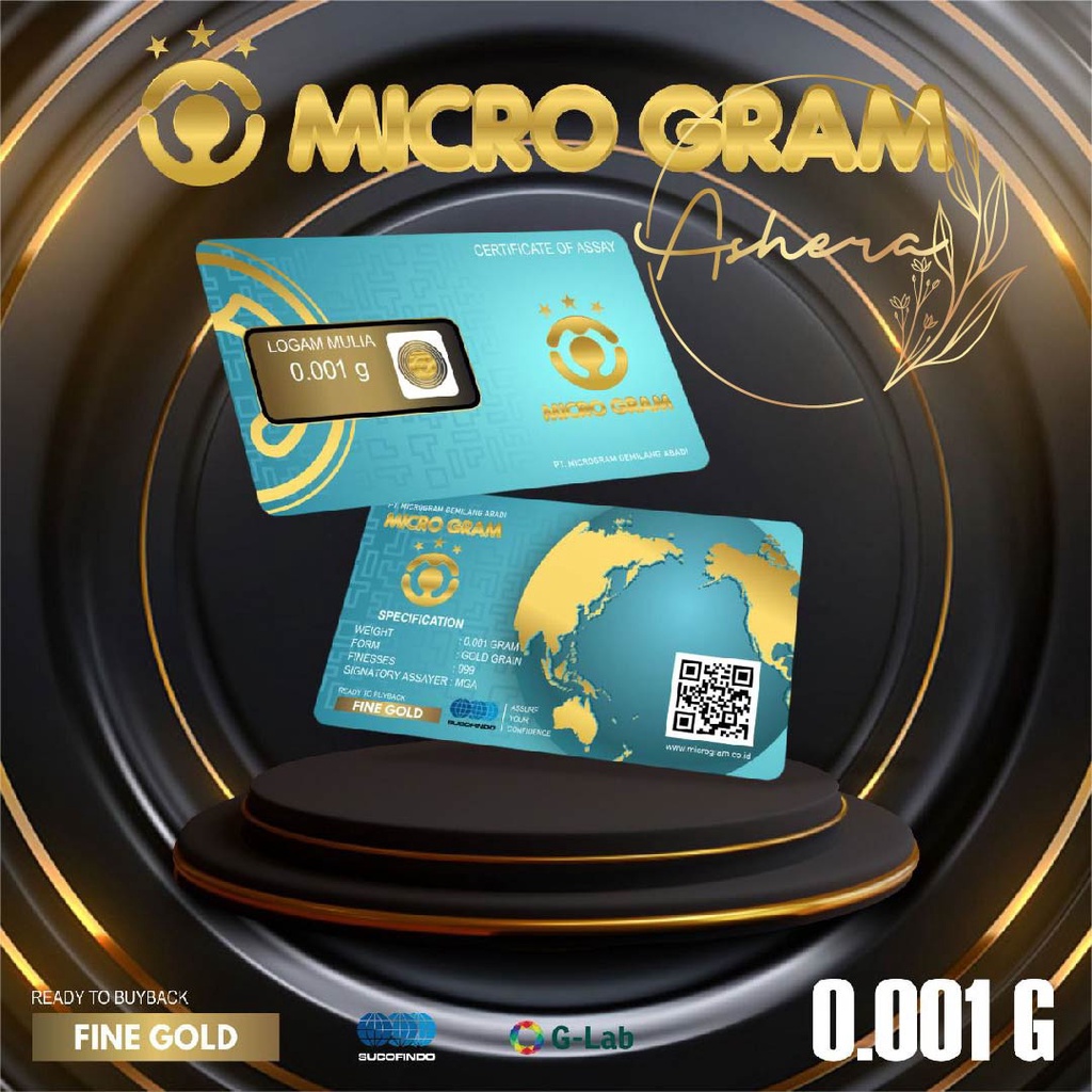 AsheraGold MicroGram Logam Mulia 0,001 gram LM Murah Micro Gram