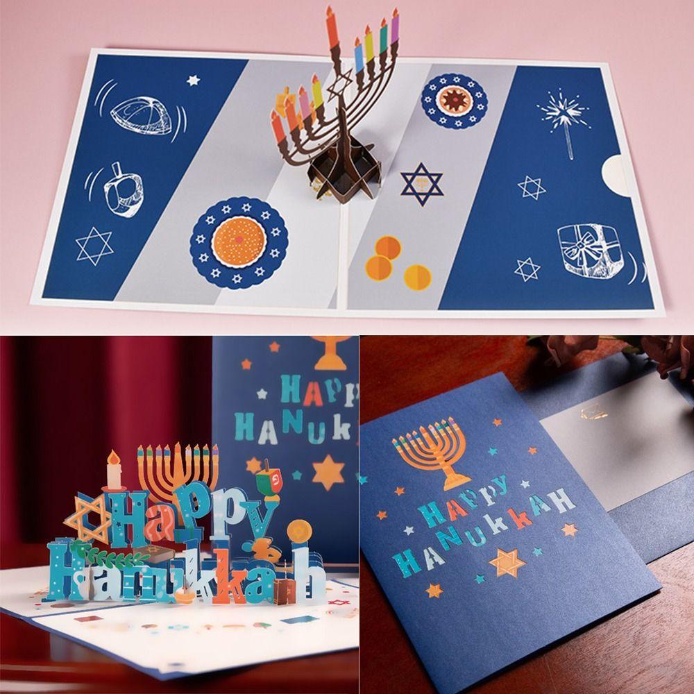 Solighter 3D Happy Hanukkah Untuk Teman Keluarga Hadiah Festival Pemodelan Lilin Hanukkah Hari