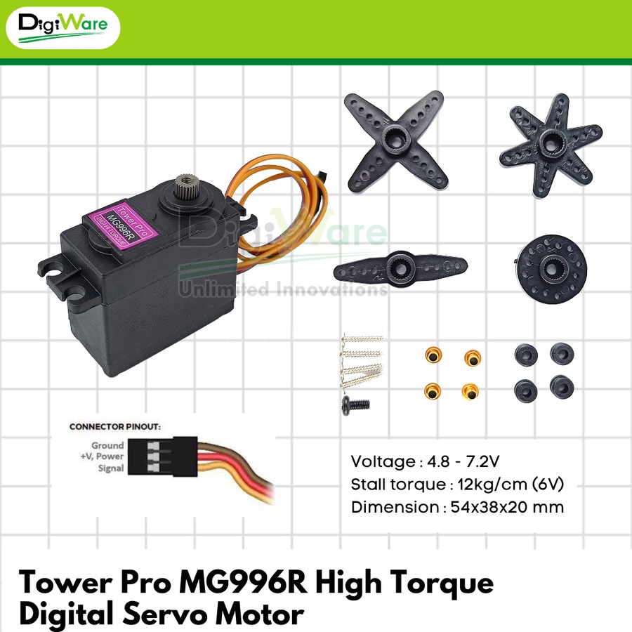 Tower Pro MG996R High Torque Digital Servo Motor 12Kg/cm | Servo  MG996R