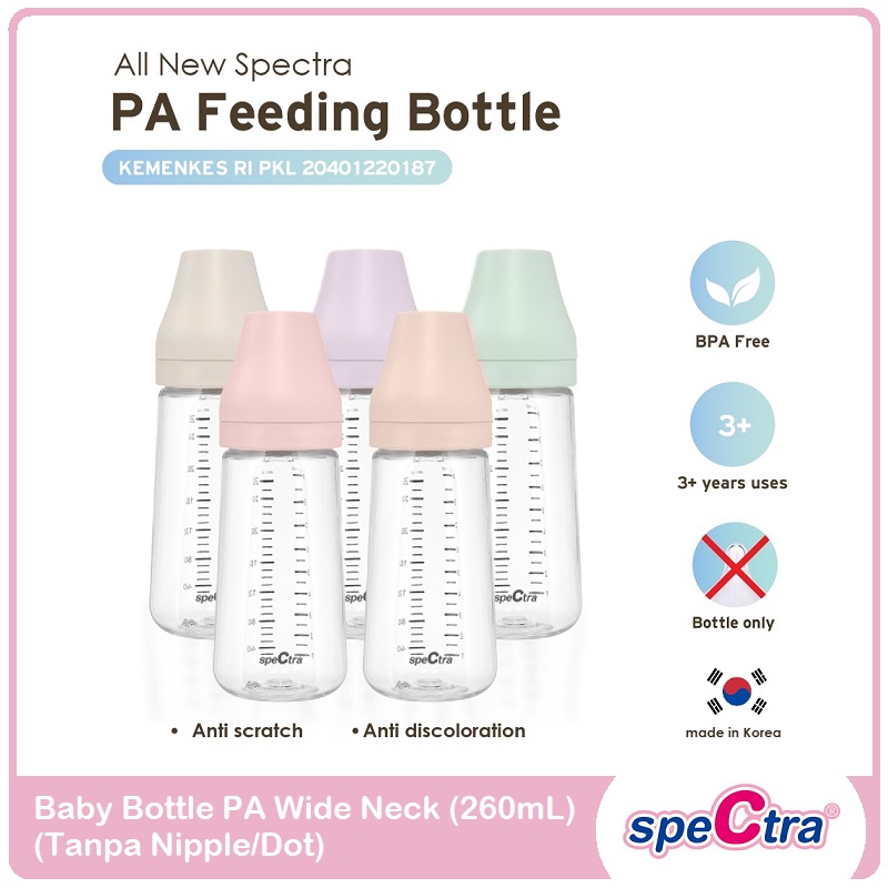 Spectra Baby Bottle PA 260ml Wide Neck Tanpa Dot | Botol Susu