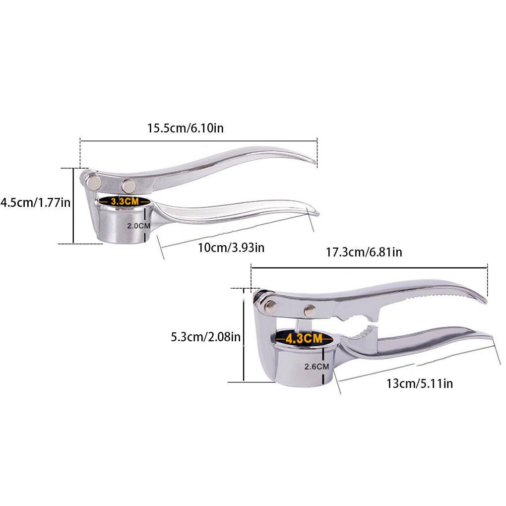 Anti Korosi Garlic Press Penghancur Aksesoris Squeezer Masher Tahan Aus Stainless Steel Mincer Silver Seperti Ditunjukkan