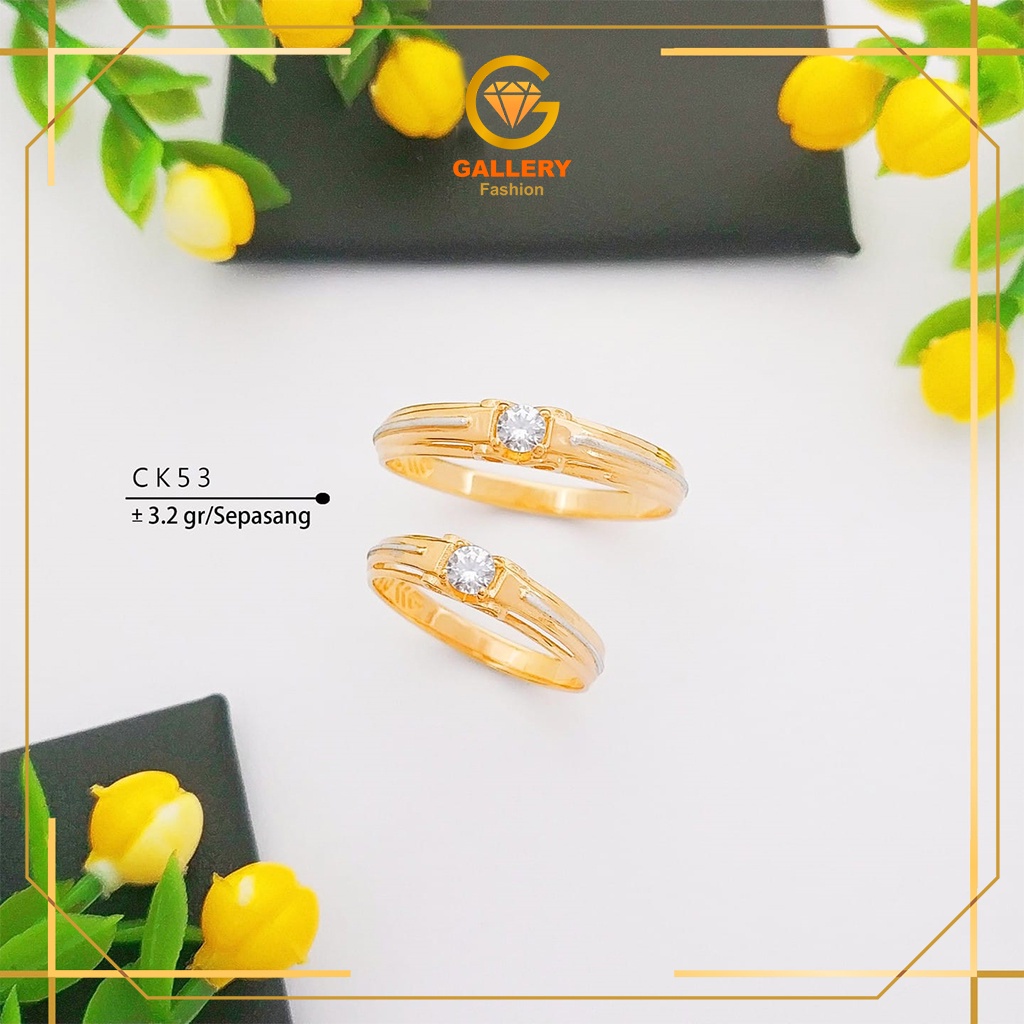 CINCIN KAWIN CINCIN TUNANGAN EMAS ASLI KADAR 375%/8KARAT KODE WR 53 MODEL SIMPLE DENGAN GARIS TENGAH