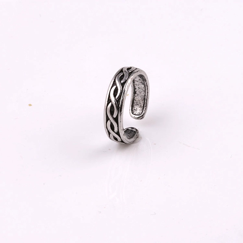 Cincin Model Tali Kepang Bahan alloy Gaya retro Korea Untuk Pria