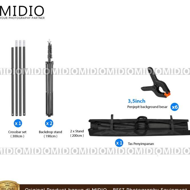 Portable Background Stand Midio 3M Untuk Background Studio Foto