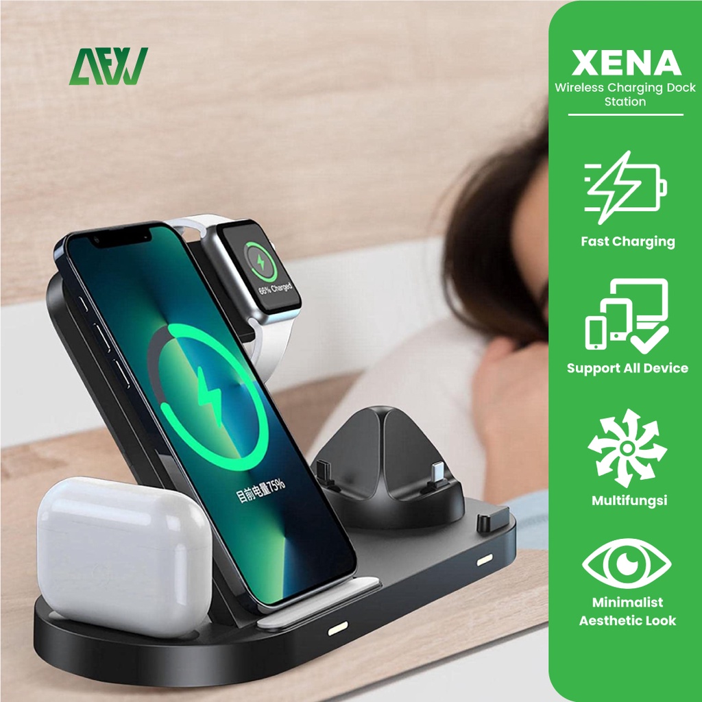 XENA Wireless Charging Dock Station 6 in 1 Android Apple Multi Charge